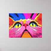 Neon Whiskers: het levendige visioen van een kat Canvas Afdruk (Voorkant)
