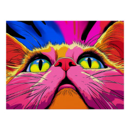 Neon Whiskers: het levendige visioen van een kat Perfect Poster