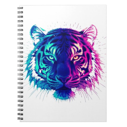 Neon White Tiger – Glowing Cyberpunk Wildlife Art Notitieboek (Voorkant)