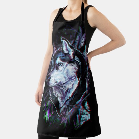 Neon Wolf All-Over Print Apron Schort (Insitu)