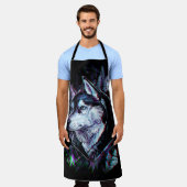 Neon Wolf All-Over Print Apron Schort (Gedragen)