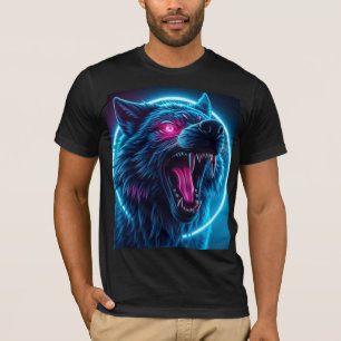 Neon Wolf Horror Gloeiende Ogen Donkere Fantasie D T-shirt