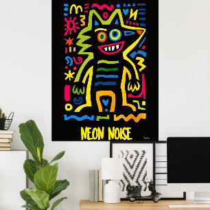 Neon Wolf Poster - Pop Art Halloween Design