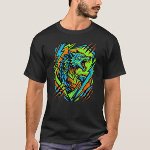 Neon Wolf T-shirt – Cyberpunk Dier Grafische Tee