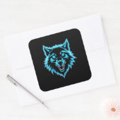 Neon Wolf Vierkante Sticker (Envelop)