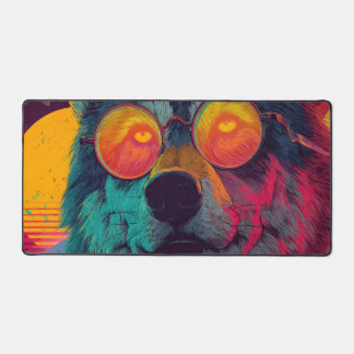 Neon Wolf with Glasses – Retro Synthwave Art Bureaumat