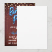Neon Wooden Wall Anniversaire Fête Invitation (Devant / Derrière)