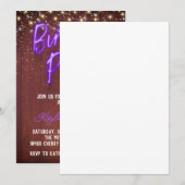 Neon Wooden Wall Anniversaire Fête Invitation (Devant / Derrière)