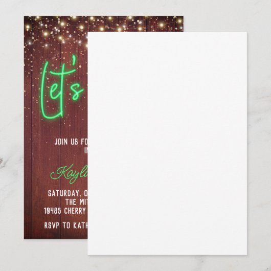 Neon Wooden Wall Faisons une invitation (Devant / Derrière)