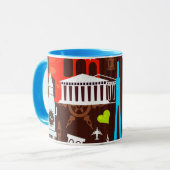 Neon World Travel Pattern Mok (Voorkant links)