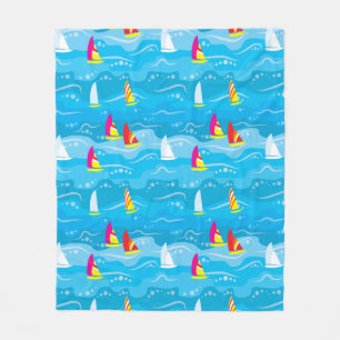 Neon Yacht Pattern Fleece Deken