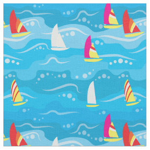 Neon Yacht Pattern Stof