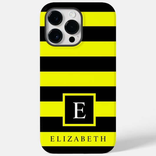  Neon Yellow Black Kleur Stripes Case-Mate iPhone Case (Achterkant)