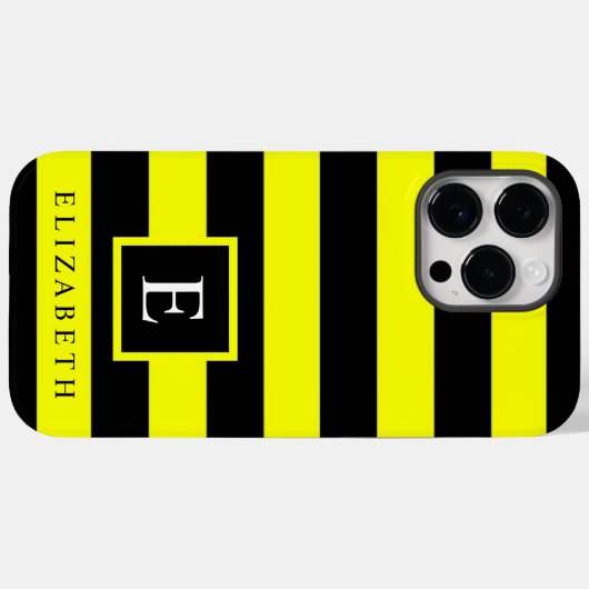  Neon Yellow Black Kleur Stripes Case-Mate iPhone Case (Achterkant (horizontaal))