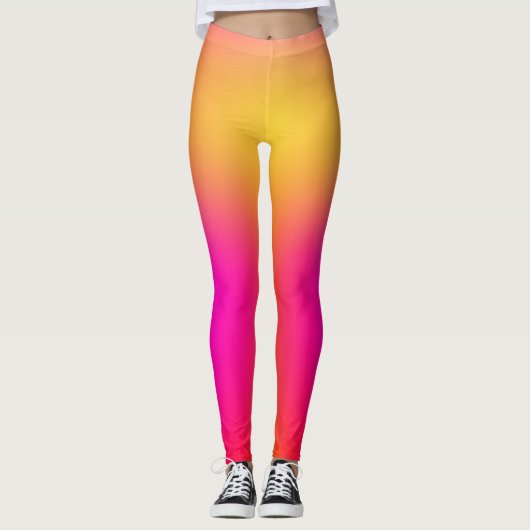 Neon Yellow en roze Leggings (Voorkant)