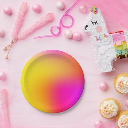 Neon Yellow en roze Papieren Bordje (Feest)