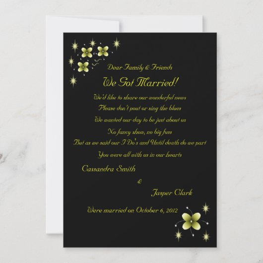 Neon Yellow Flower Elopement 2 Aankondiging (Voorkant)
