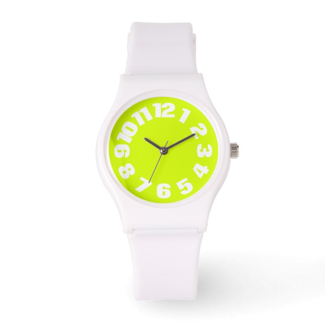 Neon Yellow, High Visibility Chartreuse Horloge (Voorkant)