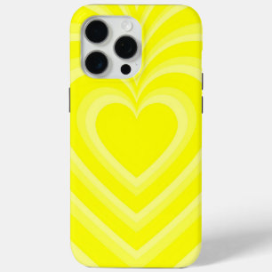 Neon Yellow Hypnotic Heart Love Patroon iPhone 15 Pro Max Hoesje