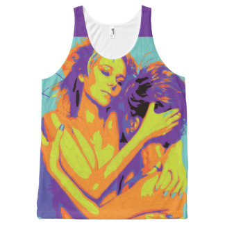 Neon Yellow Oranje Paars Retro 1 Love GLBT T shirt