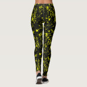 Neon Yellow Paint Splatter Monogram Retro Leggings (Achterkant)