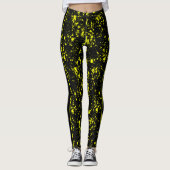 Neon Yellow Paint Splatter Monogram Retro Leggings (Voorkant)