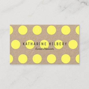 Neon Yellow Polka Dots Kraft Paper Visitekaartje