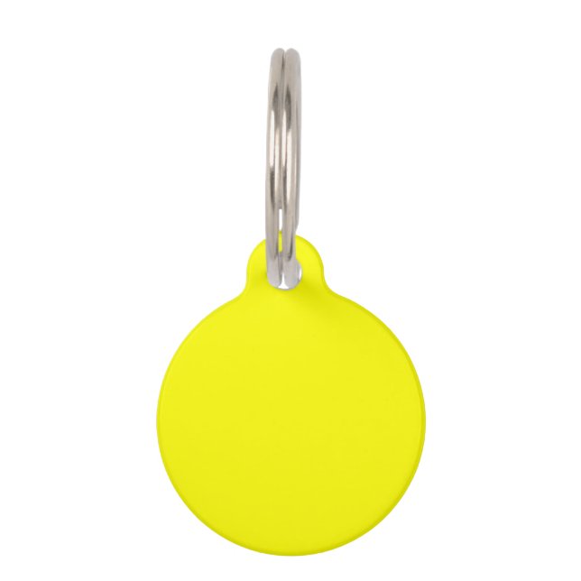 Neon Yellow Solid Color Huisdierpenning (Voorkant)