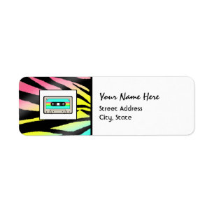 Neon Zebra Afdrukken en Cassettebandjes Adresetike Etiket