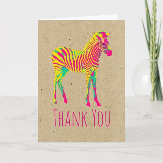 Neon Zebra Baby Animal Funky Retro Merci (Devant)