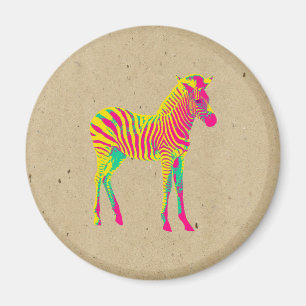 Neon Zebra Baby Animal Psychedelic Cute Funky Magneet