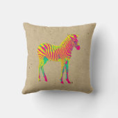 Neon Zebra Baby Animal Psychedelic Funky Retro Kussen (Achterkant)