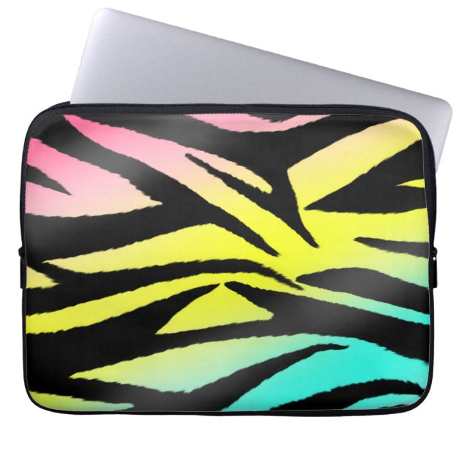 Neon Zebra Electronics Bag Laptop Sleeve (Voorkant)