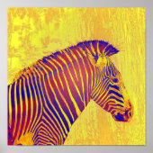 neon zebra- gele en rode retro poster (Voorkant)
