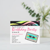 Neon Zebra Imprimer et cassette Invitation d'anniv (Debout devant)
