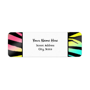 Neon Zebra Print Adresetiketten Etiket