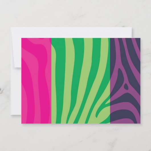 Neon Zebra Print Bowling Glow Bowl Invitation (Dos)