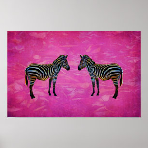 Neon Zebra Reflectie Poster