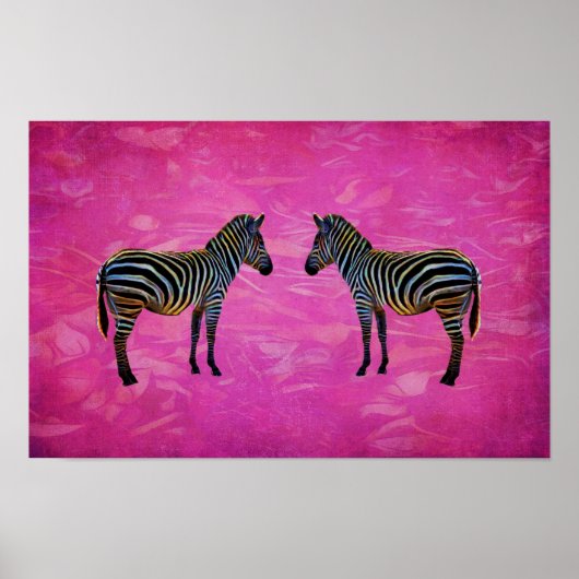 Neon Zebra Reflectie Poster (Voorkant)