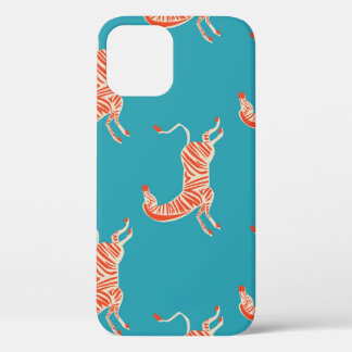 Neon Zebra: Retro kleurrijke naadloos iPhone 12 Hoesje