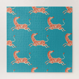Neon Zebra: Retro kleurrijke naadloos Legpuzzel