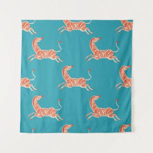 Neon Zebra: Retro kleurrijke naadloos Wandkleed