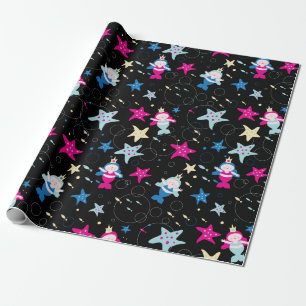 NEON Zeemeermin Zee Life Fish Zeester Verjaardagsf Cadeaupapier