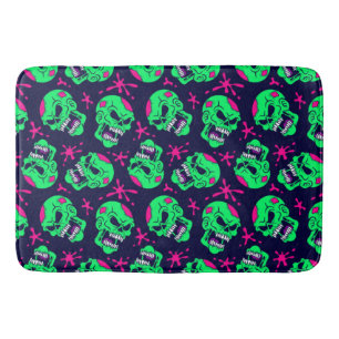 Neon Zombie Skulls Pattern Badmat