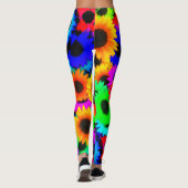 Neon Zonnebloemen 1960's Hippy Leggings (Achterkant)