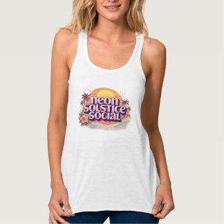 Neon Zonnewende Sociale Retro | Vintage Pastel Str Tanktop