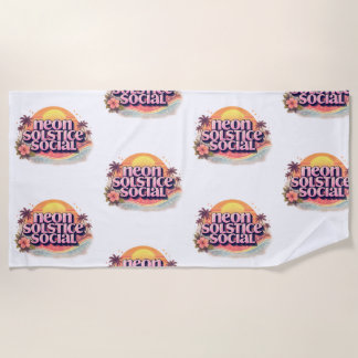 Neon Zonnewende Sociale Retro | Vintage Pastelkleu Strandlaken