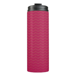 Neon Zonsondergang Chevron Patroon Thermosbeker