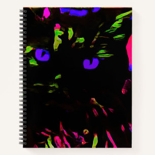 Neon Zwart Kat met Gloeiende Ogen Notitieboek