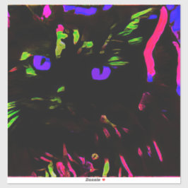 Neon zwarte kat met gloeiende ogen sticker